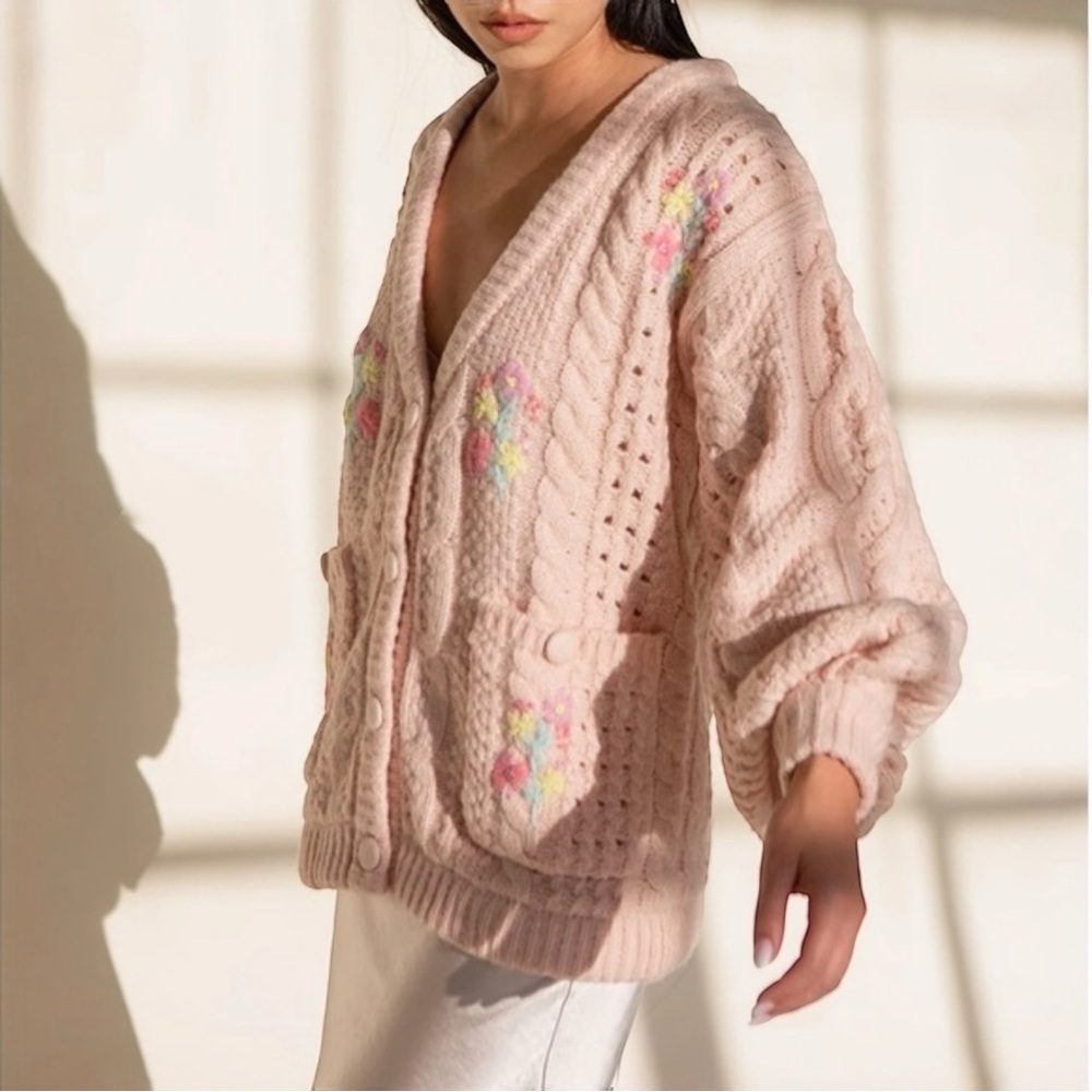 For Love And Lemons Amaryllis Button Down Cardigan Sweater Size M